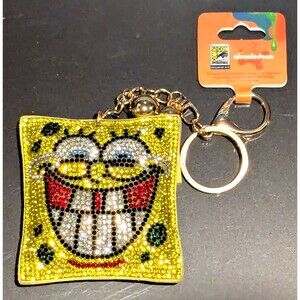 Spongebob SDCC 2025 Exclusive Nickelodeon Rhinestone Tassle Bag Charm Keychain